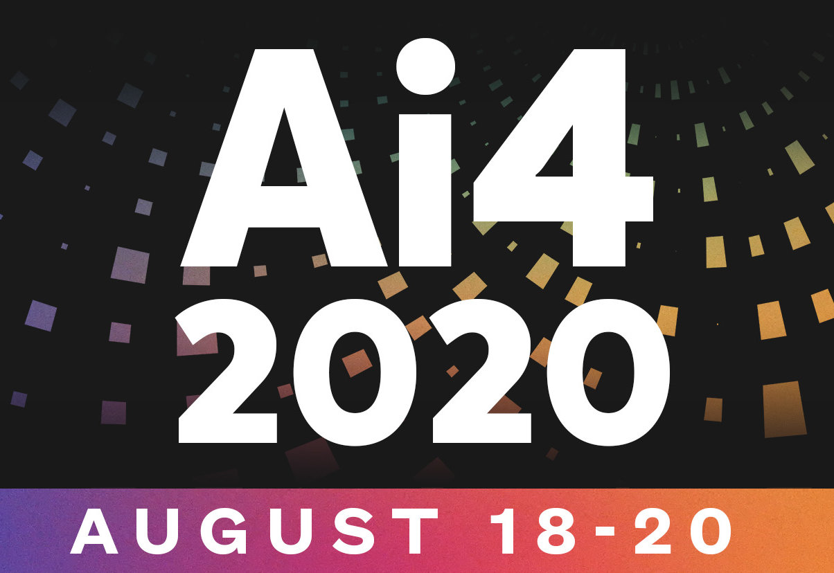 Ai4 2020 conference logo where Franck Ardourel presented on AI-driven customer experience