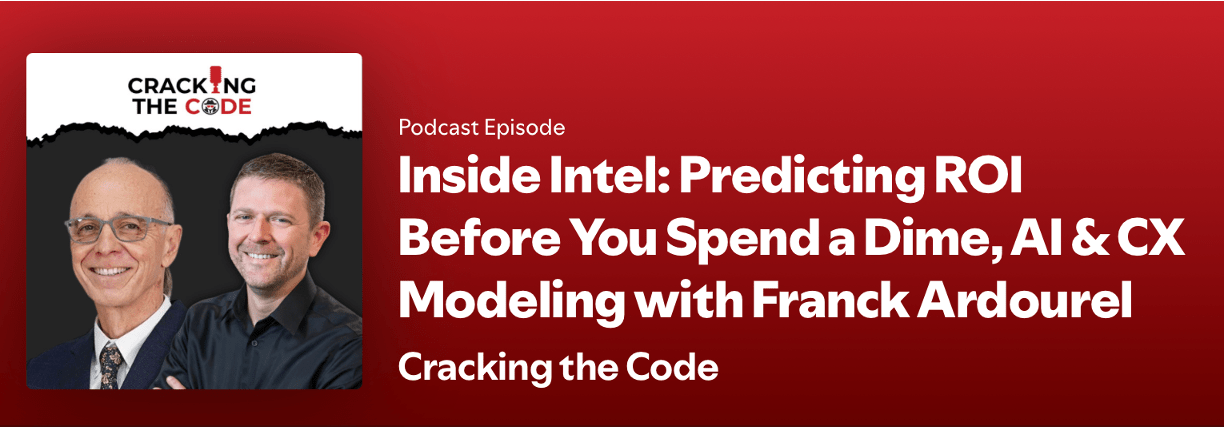 Rob Goodman podcast cover featuring Franck Ardourel discussing CX strategy and innovation