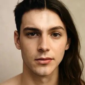 Portrait of a young person with long hair
