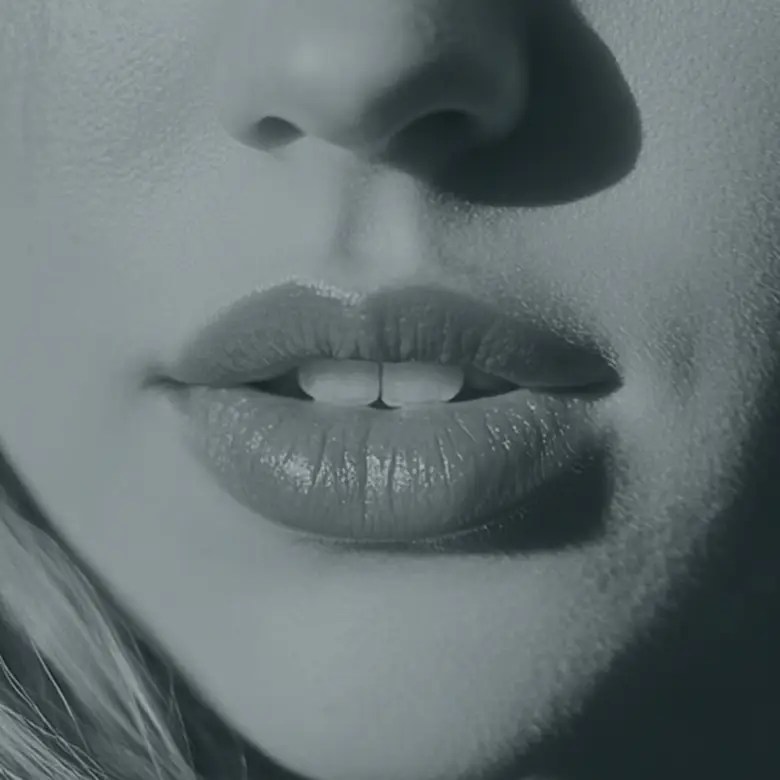 Profile close-up of the lips and nose, lip lift