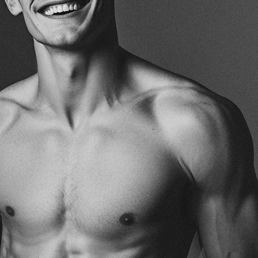 Man with a flat, contoured chest