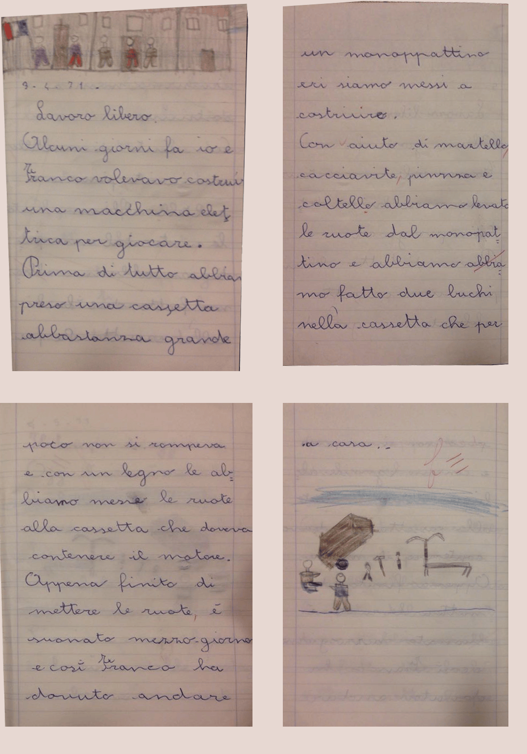 Quaderno di scuola elementare di Andrea. 9 Aprile 1971