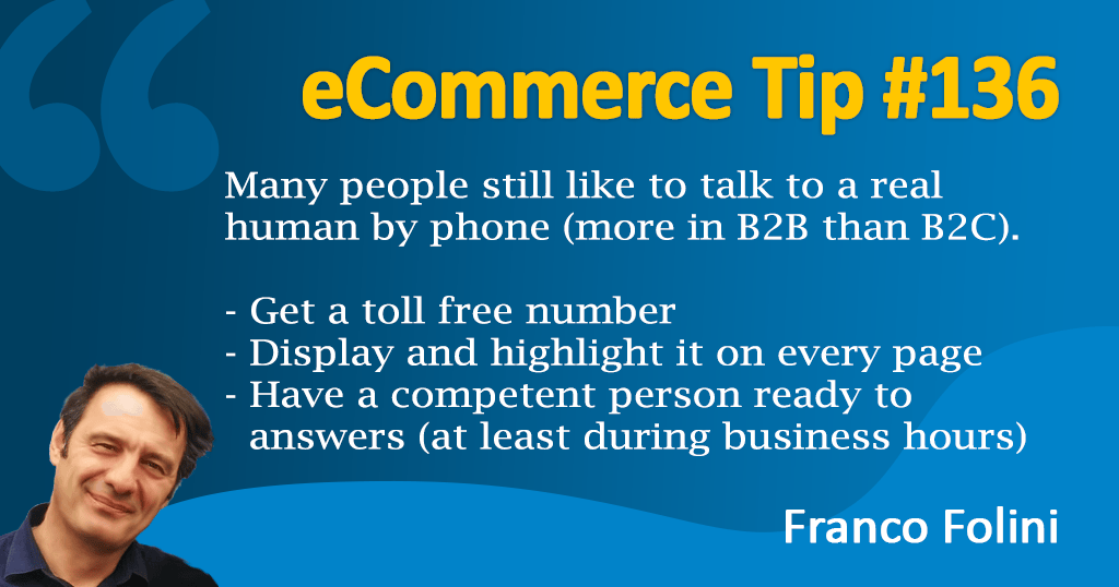 eCommerce: Get a toll free phone number, your customers will love it