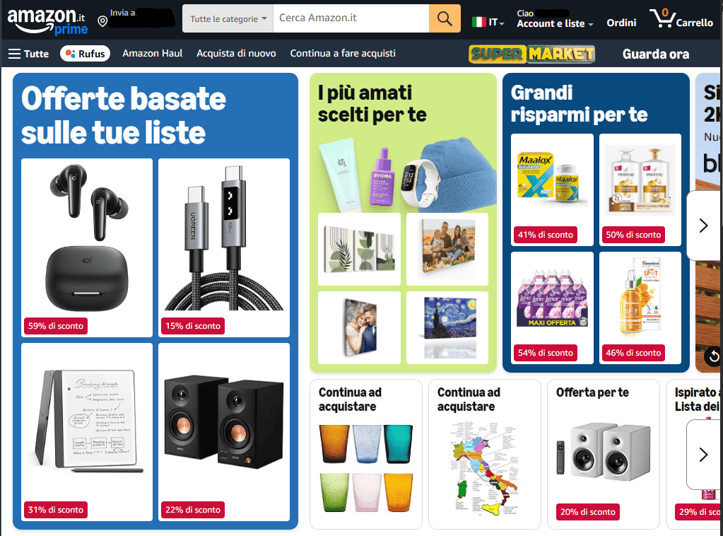 Amazon Italia homepage