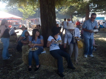 Enjoying lunch at the Girloy Garlic Festival