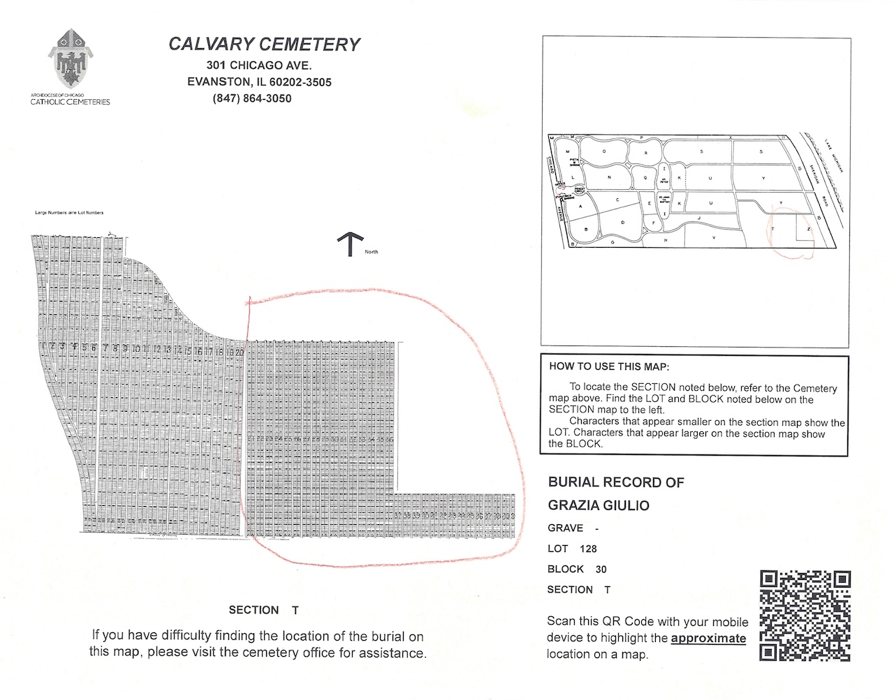 How To Map Out Your Visit To The Cemetery Fra Noi Example Of A Printed Map 