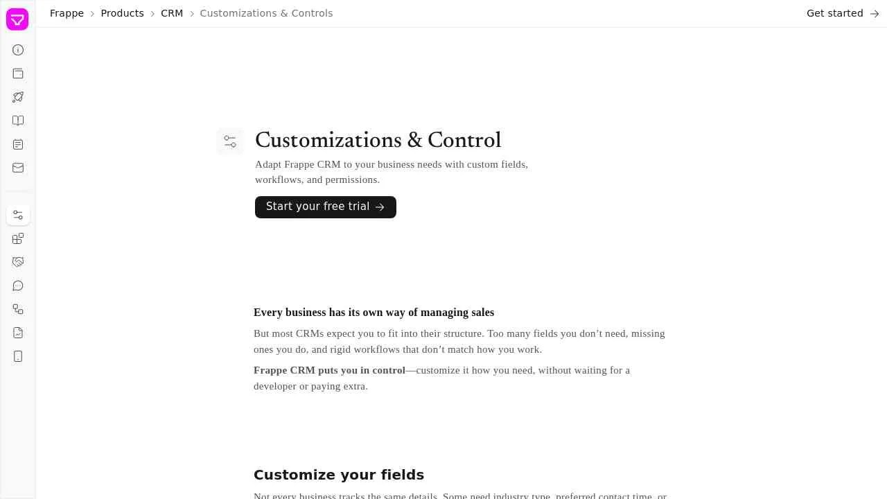 Customizations Controls Frappe Crm