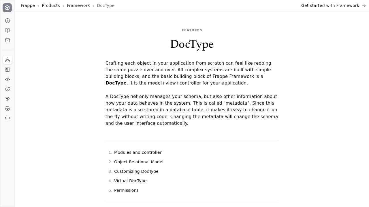 Doctype Frappe Framework