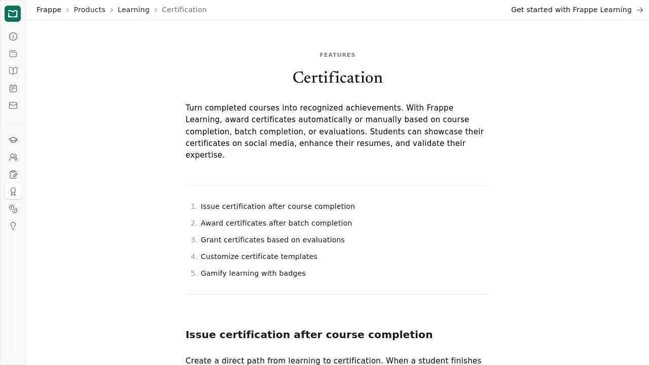 Certification Frappe Learning