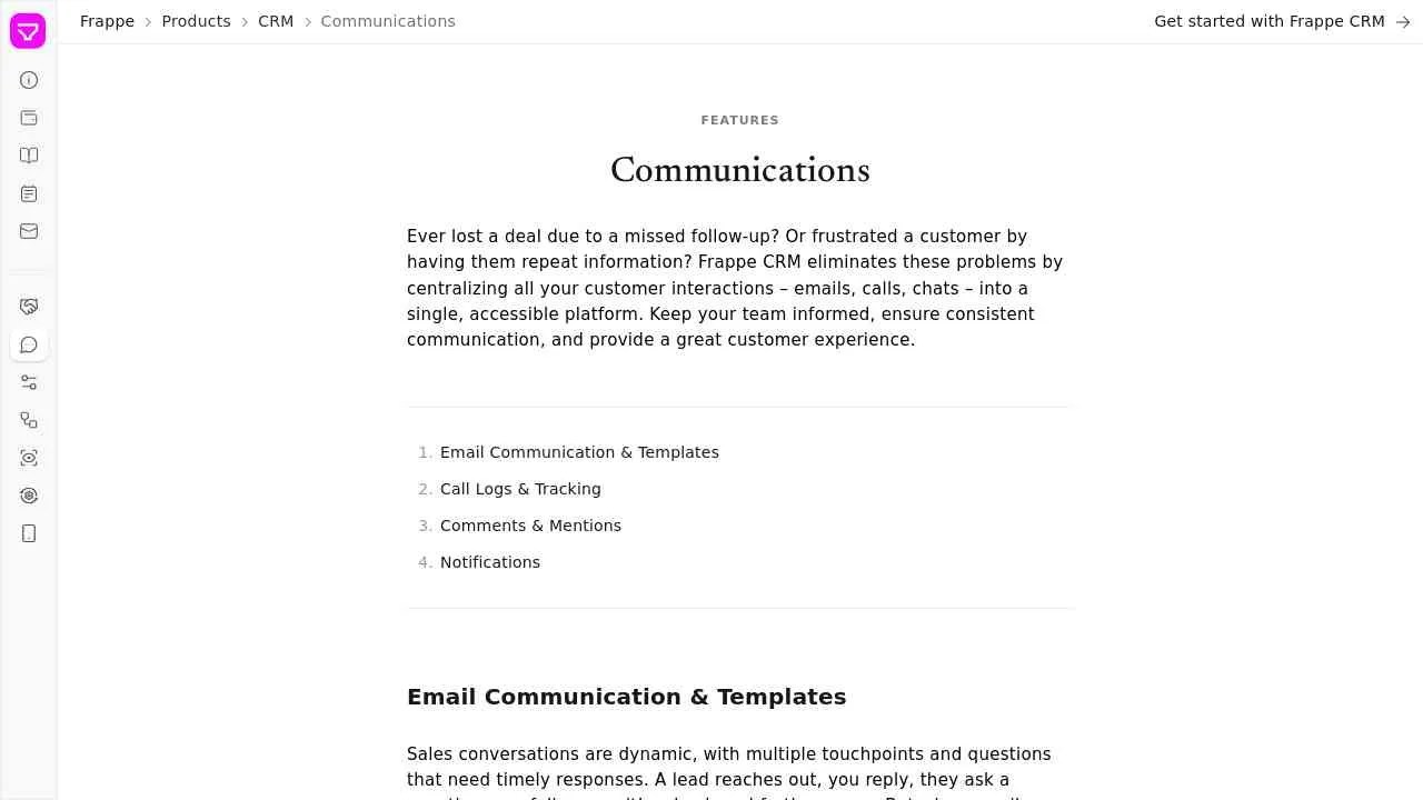 Communications Frappe Crm