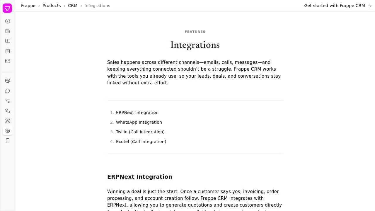 Integrations Frappe Crm