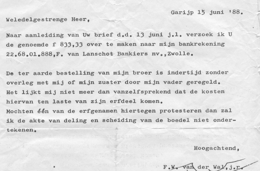 Akte van deling en scheiding boedel na moord op mijn broer