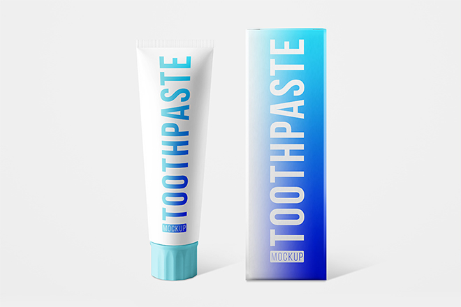 It includes a toothbrush, a toothpaste box, and a paste tube. Free Toothpaste Mockup Set Free Psd Templates