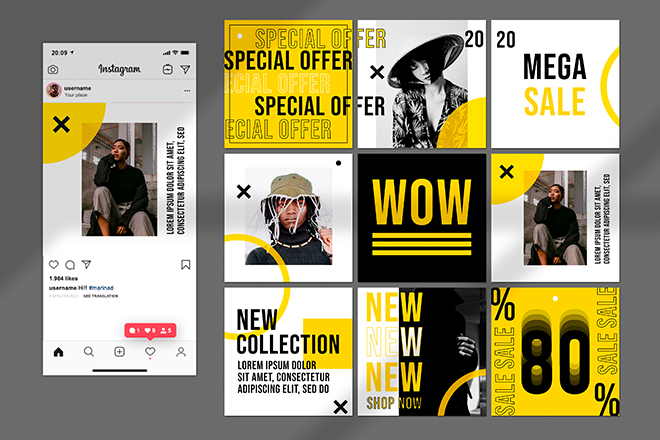 Instagram post instagram posts social media instagram mockup instagram grid. Free Yellow Instagram Posts Template In Psd Free Psd Templates