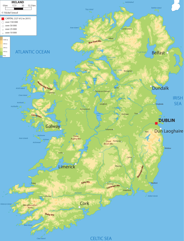 Ireland Physical Maps 032 Ireland Physical Map Vector 