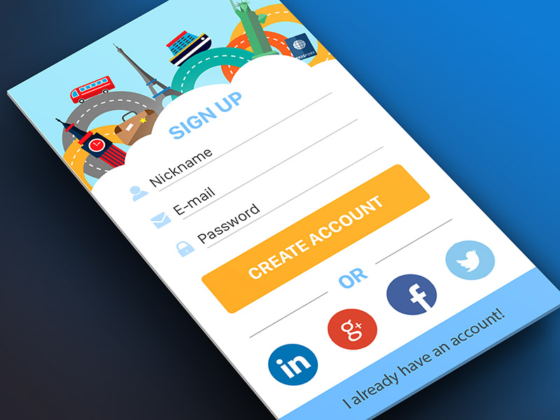Colorful Sign Up Screen UI PSD - Free Download