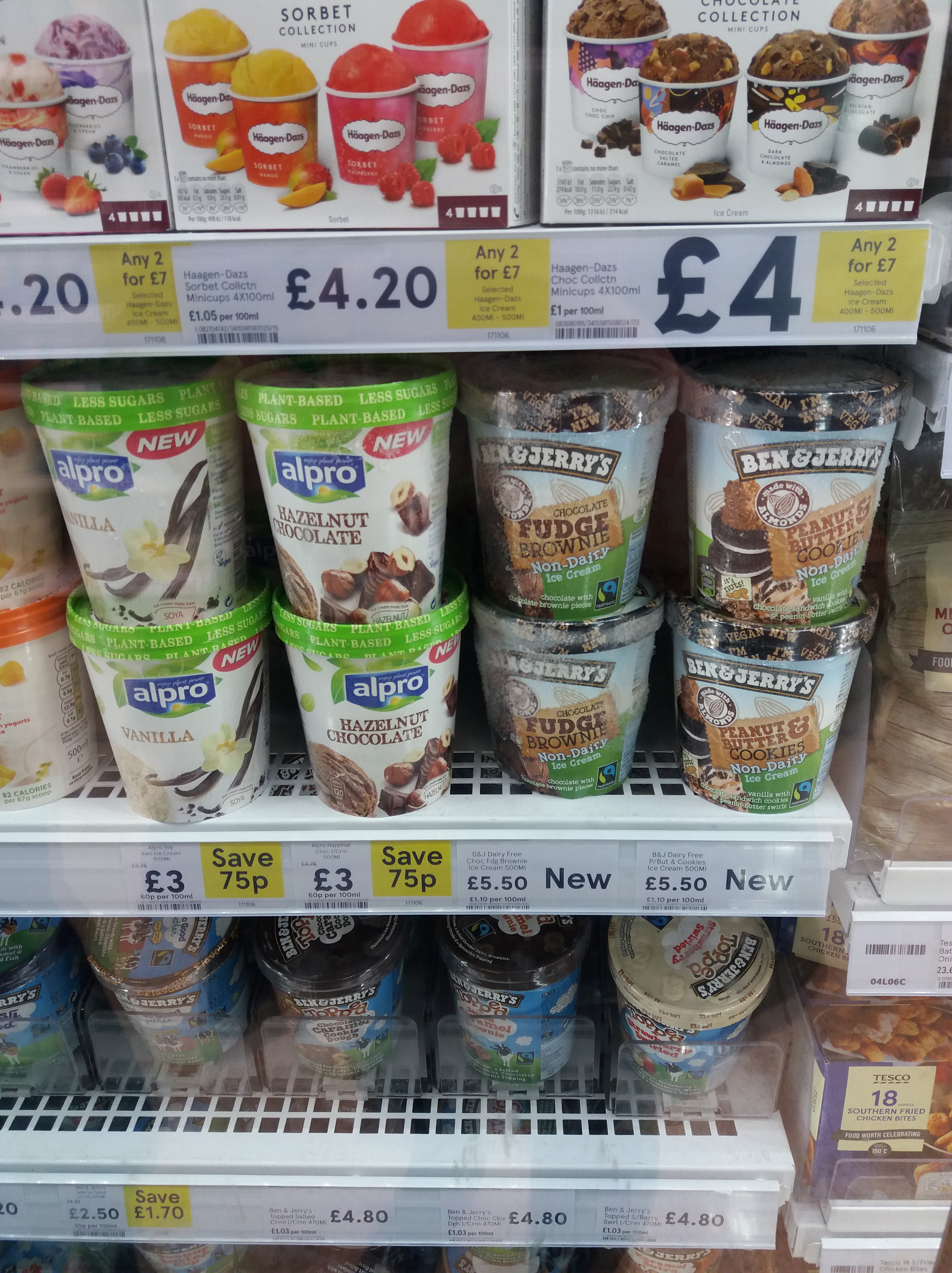 More dairy free icecream in Tesco - including Ben and Jerry's and Alpro