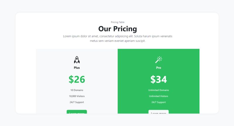 Bootstrap Pricing Table With Images Freefrontend Dev - Light Illustration Collection - 4K Quality
