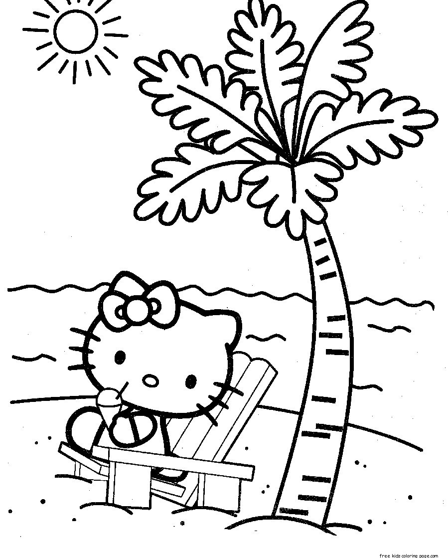 Download Free coloring pages for kids Hello Kitty at the beach - Free Printable Coloring Pages For Kids ...