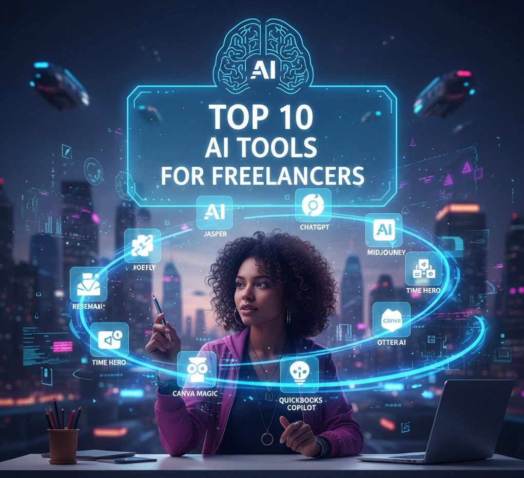 Top AI tools for freelancers and creators to boost productivity using artificial intelligence.