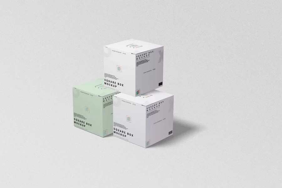 Box mockups download, square box, gift box, jewelry box. Three Square Boxes Free Mockup Psd Freemockup Net