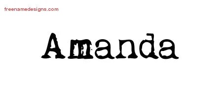 Vintage Writer Name Tattoo Designs Amanda Free Lettering Free Name Designs