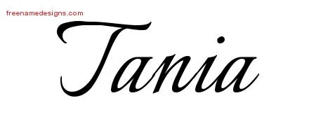 Calligraphic Name Tattoo Designs Tania Download Free - Free Name Designs