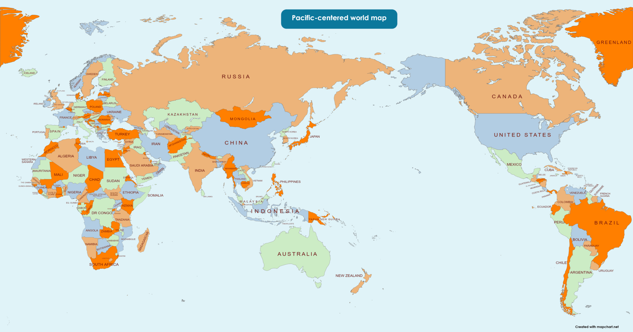 Pacific Ocean Centered World Map Free Printable Make A With Mapchart Blog Scaled.