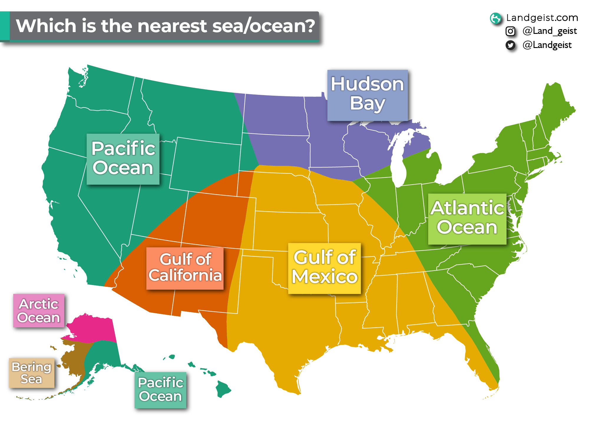 Map Of The United States With Oceans Free Printable Map Which Is The Nearest Sea Ocean Landgeist 