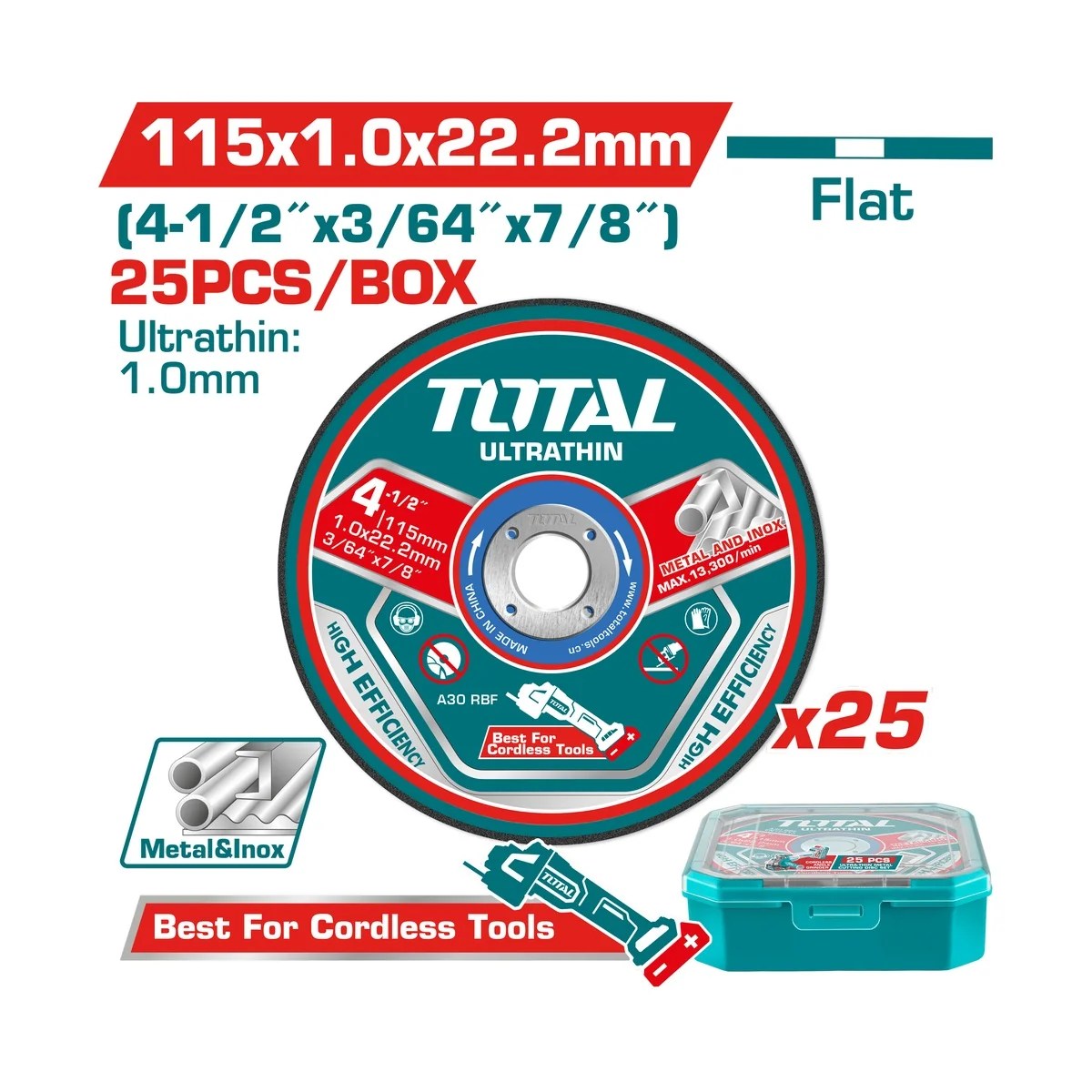 Jogo 25 Discos de Corte Ultrafinos 115mm para Metal e Inox