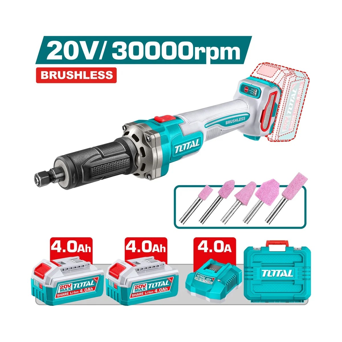 Retificadeira Reta a Bateria Brushless 20V 6mm