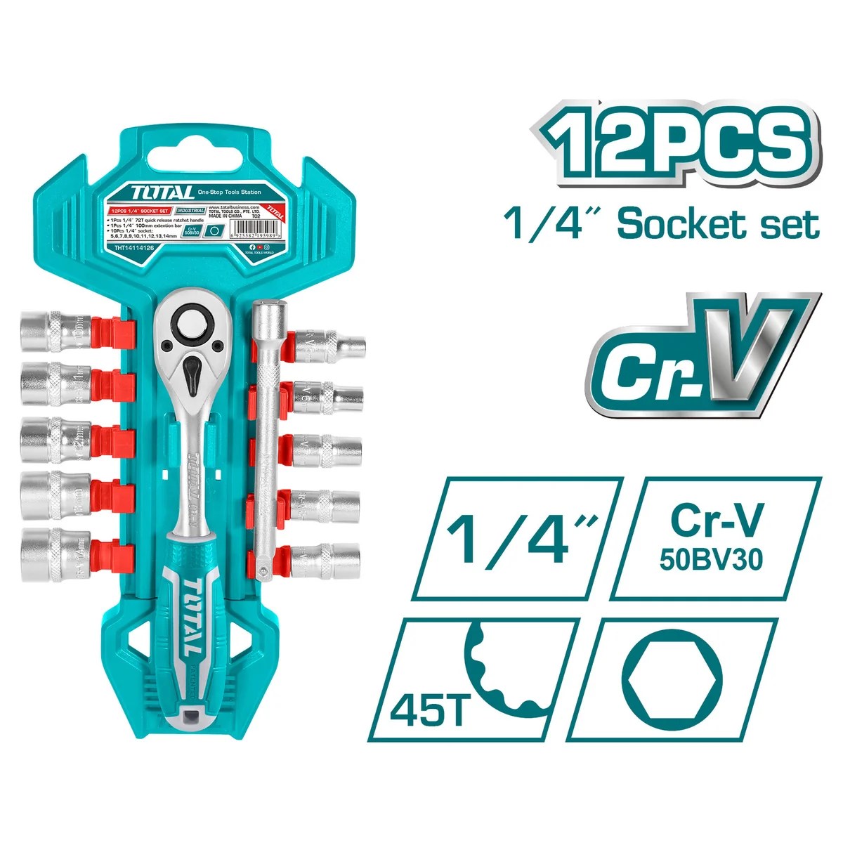 Conjunto De Soquetes 1/4" 12 Peças