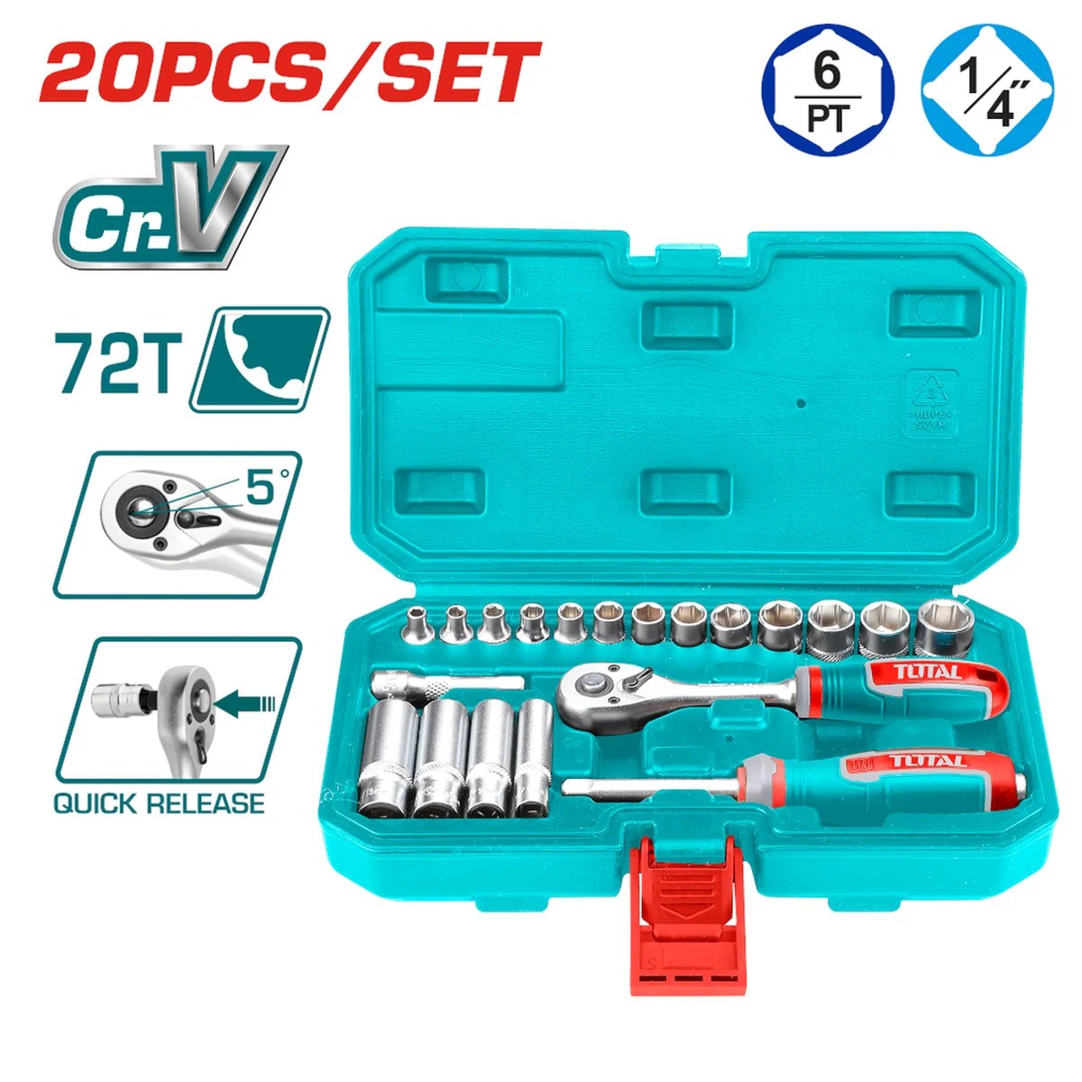 Conjunto De Soquetes 1/4" 20 Peças