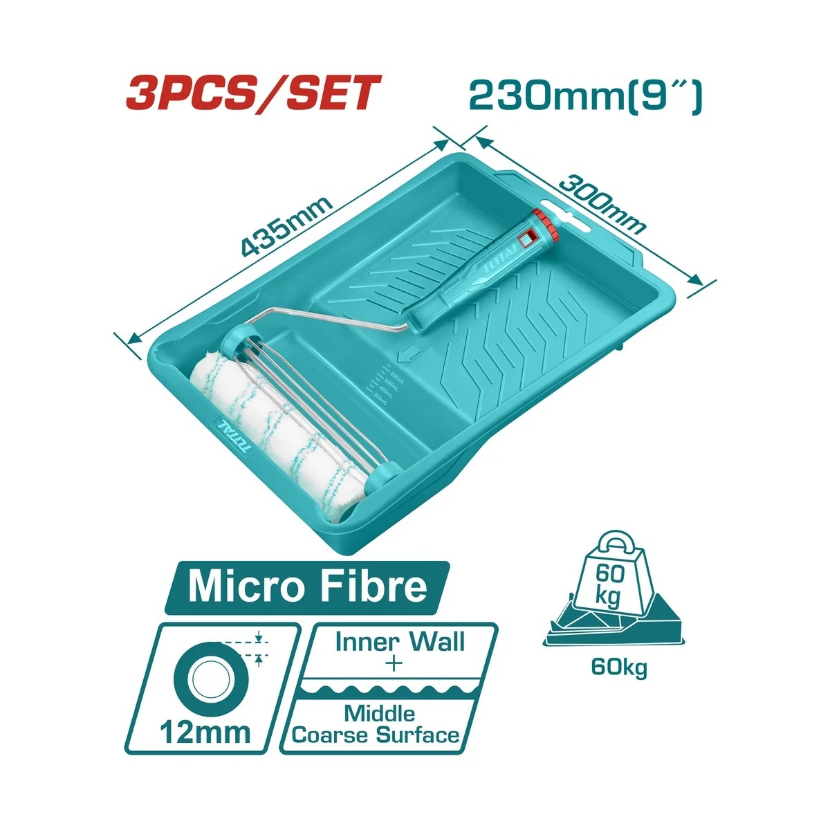 Kit de Pintura com Rolo de Microfibra 9" e Bandeja