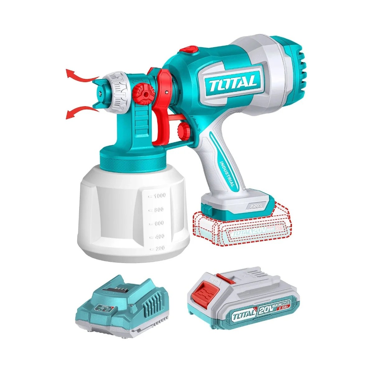 Pistola de Pintura a Bateria 20V 1000ml