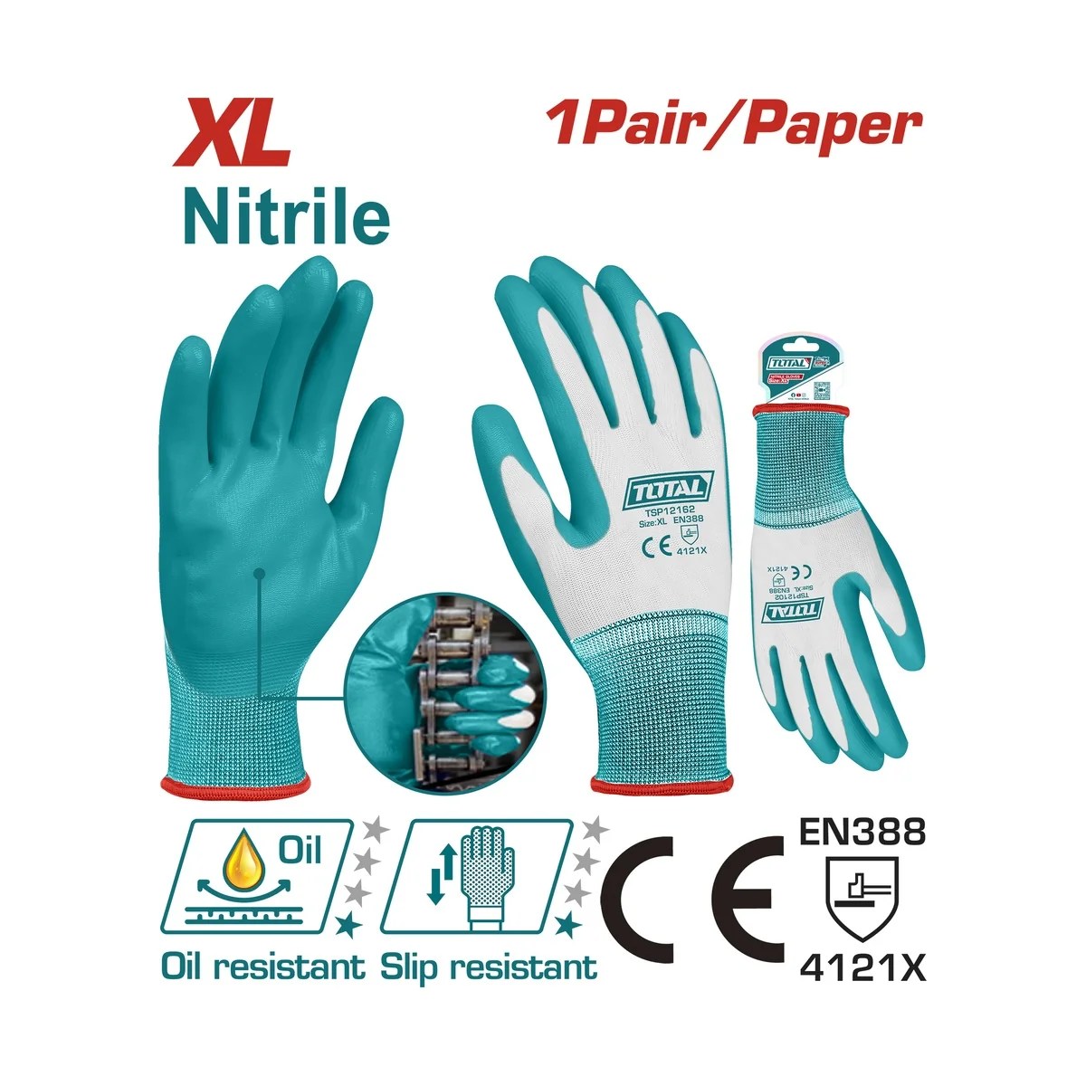 Luvas de Proteção Revestidas em Nitrilo Tamanho XL