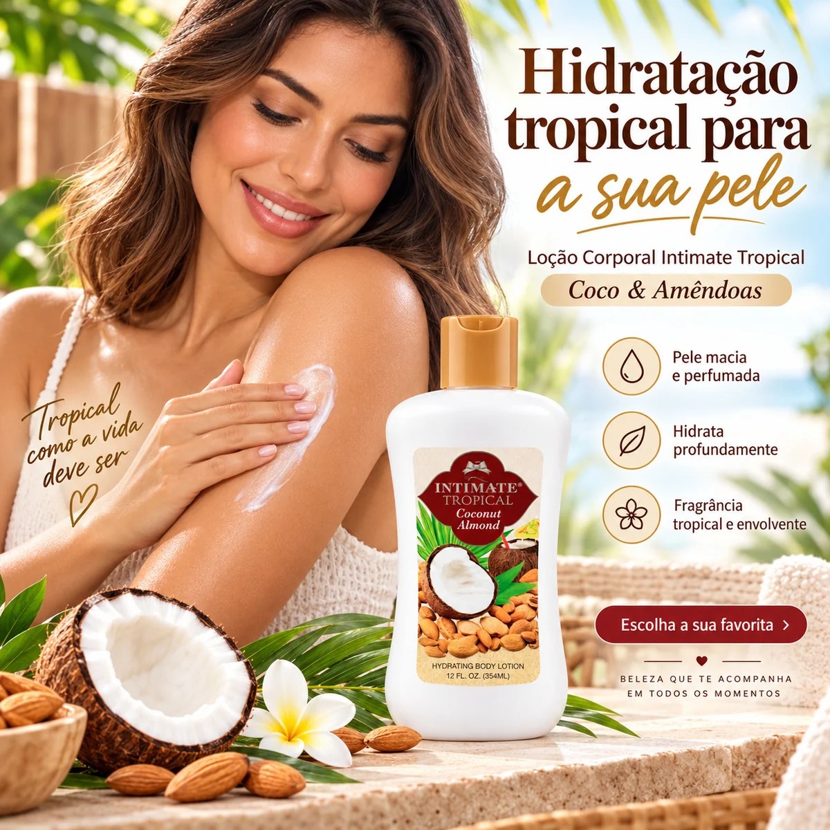 Loção Corporal Hidratante Intimate Tropical Coconut 354 ml
