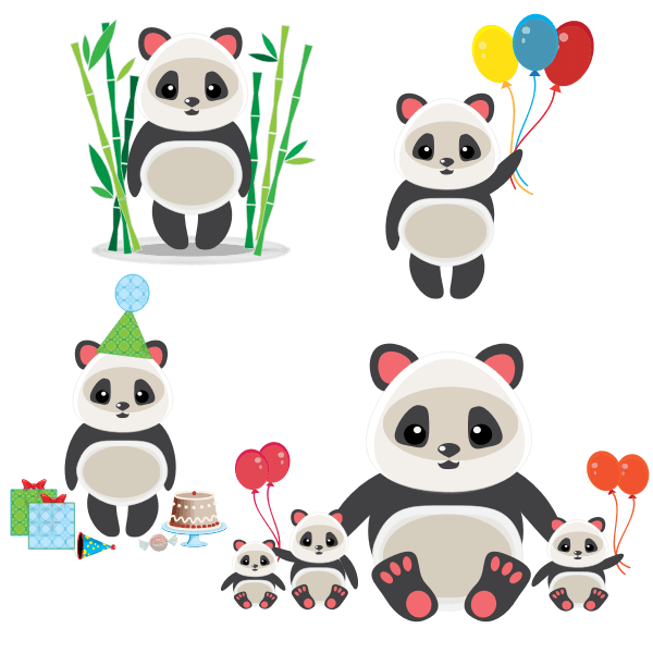 Animals bear cartoon wildlife nature cute character wild panda bear china. A Group Of Cute Pandas Free Svg