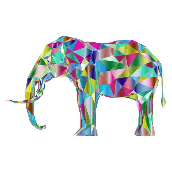 Prismatic Low Poly 3d Elephant Variation 2 Free Svg