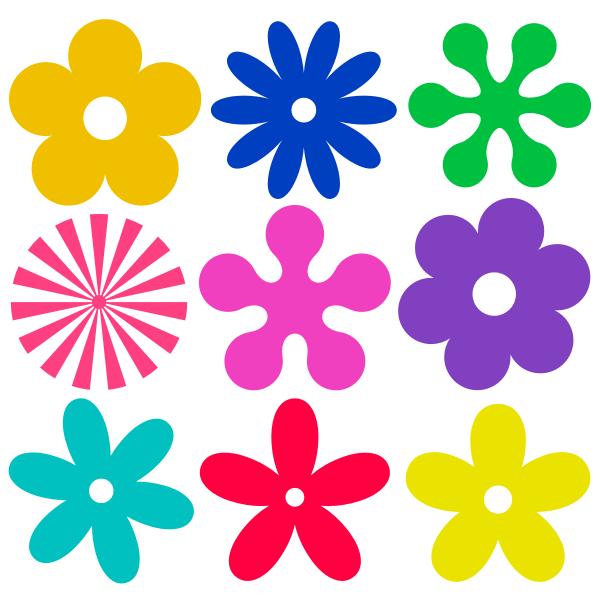 Free svg flower cut file for silhouette or cricut. Selection Of Retro Flowers Vector Graphics Free Svg