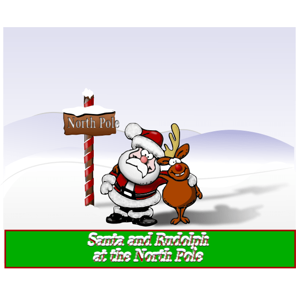 All files can be used for . Santa And Rudolph At The North Pole Vector Illustration Free Svg