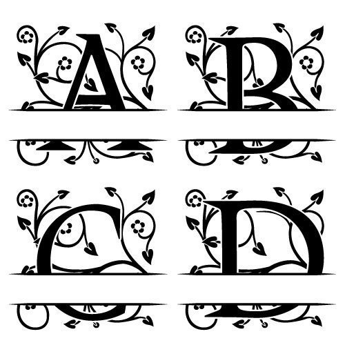 Terbaru Free Svg Files Svg Png Dxf Ornate Floral Split Monogram Font SVG PNG EPS DXF File