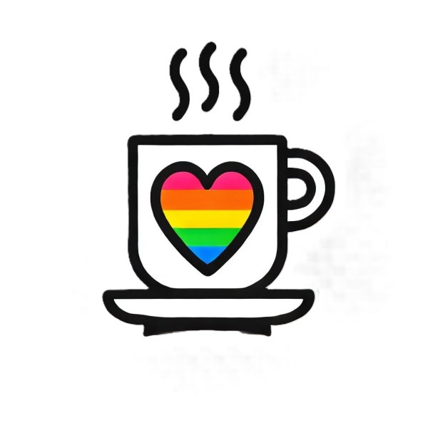 white coffee mug with rainbow heart