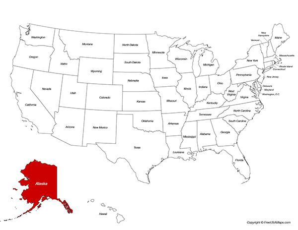 Free Printable State Maps Of Alaska Free USA Maps Alaska Location On The Us Map 