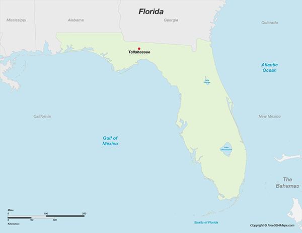 Printable Map Of Florida State Outline Free USA Maps Florida With Capital 