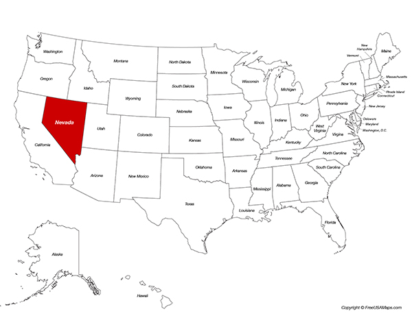 Free Maps Of The United States The 50 States And Territories Free Nevada Location On The Us Map 