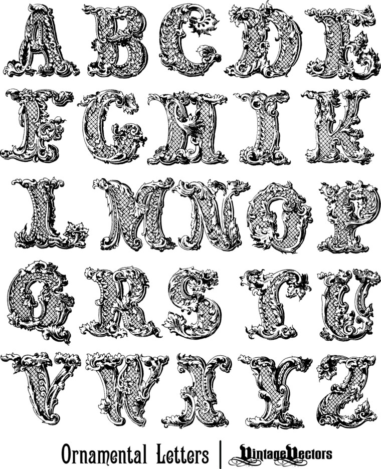 decorative ornamental letters of the english alphabet