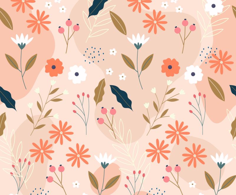 Spring Floral Seamless Pattern - Geometric Wallpaper Collection - Desktop Quality