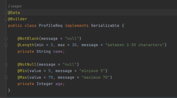 Spring Boot Validation Annotation
