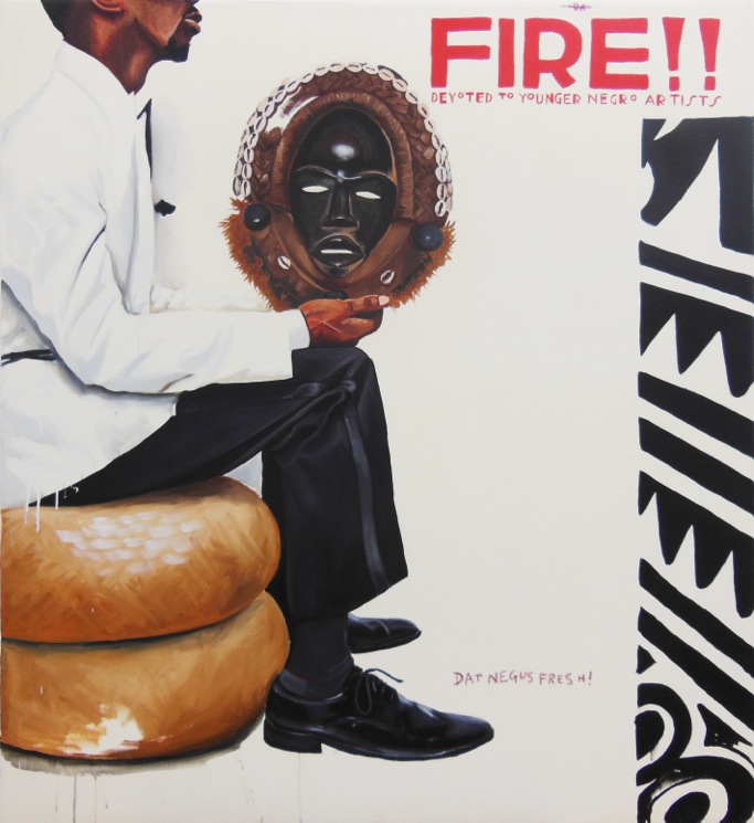 Return to My Native… Acrylic and oil stick on canvas. 60x52 in. 2012. Fahamu Pecou